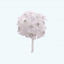 2" Diameter Satin Flower with Crystal 12X12 | White